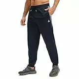 AMZSPORT Herren Jogginghose Leicht mit Reißverschlusstaschen Atmungsaktive Hose für Gym, Laufen und Freizeit,Schwarz M
