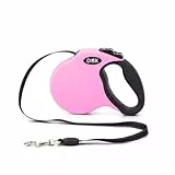 DDOXX Hundeleine Ausziehbar - Stabile Reflektierende Nylonstreifen Hundeleine Bissfest - Rollleine Break & Lock System - M (Pink)