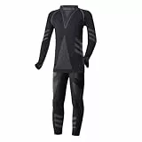 Ladeheid Skiunterwäsche Kinder Funktionsunterwäsche Set Langarm Shirt Lange Unterhose Thermoaktiv LAGI009 (Schwarz/Graphite, 122-128)