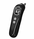 Hochpräzises Ohrthermometer für Kinder und Erwachsene - 1-Sekunden-Messung, intelligente Altersgruppen-Temperaturanzeige, 32 Speicherfunktionen, Stumm-Modus inklusive 21 Einweg-Schutzkappen