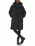 Amazon Essentials Damen Lange Oversize-Daunenjacke mit Kapuze (in Übergröße erhältlich), Schwarz, L