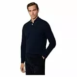 Hackett London Herren Merino Cash Mix V Strickwaren, Blau (Midnight), Small