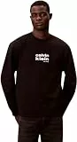 Calvin Klein Herren Sweatshirt Fleece Retro Graphic mit Rundhalsausschnitt, Schwarz (Black), XS