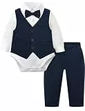mintgreen Baby Anzug Junge Hochzeit, Gentleman Weihnachten Body Weste Bekleidungssets, Dunkelmarineblau, 6-9 Monate, 70