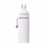Legami - 2 in 1 Weiches Silikon-Federmäppchen, Kawaii, Stifthalter für den Tisch, Reißverschluss, Ø 6,3 cm, Motiv: Bunny, Bunny, Kawaii