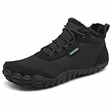 SAGUARO Barfußschuhe Winter Herren Winterschuhe Damen Gefüttert Winterstiefel Warm Barfusschuhe Wasserabweisend Schneestiefel Outdoor Winterboots Schwarz,EU GR.44