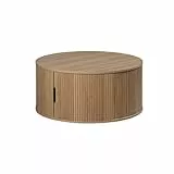 trendteam smart living Ronin Couchtisch rund mit Stauraum Eiche Hellbraun Wohnzimmertisch mit vertikalen Rillen 80 x 36 x 80 cm