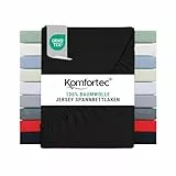 Komfortec Jersey Spannbettlaken 180x200 cm, 100% Baumwolle, Schwarz