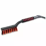 ToM PaR Bürste und Schaber | 2-in-1 Schneebürste und Eiskratzer | Warmer Soft-Touch-Griff | Eiskratzer Auto mit Besen | Kratzer für dünnes | Kältebeständiger Kunststoff | Länge: 50 cm | Rot
