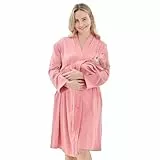 V.&GRIN Mommy and Me Bademantel und Wickelset, Umstandsmantel und passende Babydecke, Krankenhaus-Outfits (Korallenrosa, L/XL)