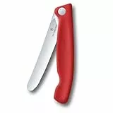 Victorinox Swiss Classic Faltbares Picknick-Messer für Wanderungen, Obst, Gemüse, Brötchen, Wurst, mit gerader Klinge, Extra Scharf, Rot