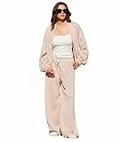 MARZXIN Trainingsanzug Damen lang Herbst Outfits 2-teiliges Set für Damen Reißverschluss Sweatshirt und Jogginghose Set Khaki L