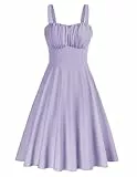 Belle Poque Vintage-Blumenkleid für Damen 2026, Sommer, A-Linie, ärmellos, fließend, Midi, elegant, Hochzeitsgäste, Cocktailkleid, Flieder, Klein
