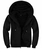 SwissWell Kapuzenjacke Herren mit Kapuze Zip Hoodie Gefüttert Fleecejacke Winter Outdoor Pullover Sweatjacke (0652 Schwarz M)