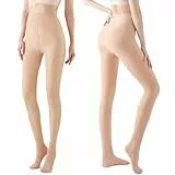 Arkim Fleece gefütterte Strumpfhose Damen Winter (S/M/L) 1 Nahtlinie im Schritt Fake Transparente Strumpfhose Hochelastische Thermostrumpfhose Winter Leggings