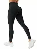 ZAAYO Sport Leggings Damen Nahtlose Invisible Scrunch Butt Leggings Blickdicht Boom Booty Leggings Damen High Waist Po Push Up Gym Yoga Leggings Schwarz M