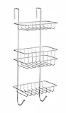 WENKO Duschregal Mod. Revigo, Badezimmerregal zum Einhängen an die Duschkabine mit drei viereckigen Ablagen in offenem Drahtkorb-Design, befestigen ohne Bohren, aus Stahl, 22,5 x 57 x 18,5 cm, Chrom