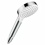 hansgrohe Crometta - Duschkopf, Handbrause mit 1 Strahlart, runde Duschbrause (100 mm), Brausekopf mit Antikalk-Funktion, Weiß/Chrom, 26331400