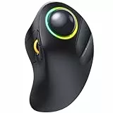 ProtoArc EM03 Wireless Trackball Maus Bluetooth, RGB Kabellose Mit Fingerbedienung, Wiederaufladbare Ergonomische, Multi-Geräte, Kompatibel Mit iPad, Mac, Windows