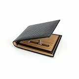 AfitLulu Geldbörse Herren RFID Schutz Portmonee Schlank Geldbeutel mit ID-Fenster, Portemonnaie Kohlefaser mit 3 Kartenschlitze, 2 Bargeldfach, 1 Reißverschluss-Münzfach (Schwarz)