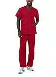Adar Uniforms Universal Unisex Medical Uniform - Unisex Drawstring Scrub Set - 701 - Red - M