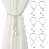 6 STK Vorhang Raffhalter für Vorhänge, Vorhang Halterung Seil, Gardinenhalter, Verstellbare Vorhanghalter, Handgewebt Baumwolle Gardinen Halterung, Gardinen Raffhalter Curtain Tiebacks(Beige)