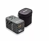 Verbatim GaN Universal Reiseadapter UTA‑06 100 W, Steckdosenadapter mit 2 USB‑A und 2 USB-C Anschlüssen, Schnellladegerät für Laptop, Handy, Kamera und Co, Reisestecker weltweit einsetzbar, 100-250 V
