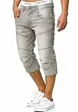 Indicode Herren Fortune 3/4 Jeans Shorts aus 98% Baumwolle | Bermuda Denim Freizeithose für Männer Lt Grey, L