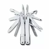 Victorinox Multifunktionswerkzeug Swiss Tool Spirit X, 24 Funktionen, Multitool mit Feststellklinge und Kombi-Spitzzange, Inkl. Leder-Etui, Silber