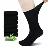 LOFIR Diabetiker Socken Herren Damen: Bambus Diabetikersocken ohne Gummibund Extra Weit Gesundheitssocken ohne Naht mit Komfortbund für Geschwollene Füße und Senioren 6 Paar Größe 43-46 Schwarz