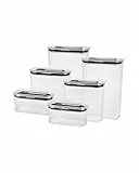 Sallys Vorratsdose Set - 3er, 4er, 6er oder 12er Set Organizer Küche Vorratsdosen mit Deckel luftdicht Aufbewahrung Küche für Mehl, Zucker Küchenutensilien Aufbewahrung (6er Set Rechteckig)