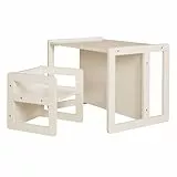 roba Kindersitzgruppe 3in1 - Wendehocker & zum Tisch umwandelbarer Kinderbank - Sitzgruppe für Kinder - Set aus Holz beige/Cashmere