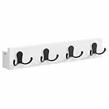 SONGMICS Wandgarderobe, Wandregal, 4 Doppelhaken aus Metall, platzsparend für Flur, Wohnzimmer, Schlafzimmer, belastbar bis 16 kg, wolkenweiß LCR006W01