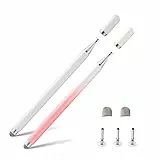 Twiller Disc Tablet Stift, 2 in 1Tablet Pen für Alle Tablets mit Magnetkappe, 2 pcs Eingabestift Stylus Touchstift Handy Stift Kompatibel mit iPhone, iPad, Samsung, Chromebook, usw Rosa Weiß