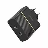 OtterBox EU Schnelllade Netzteil mit Zwei Anschlüssen, USB-C 30W PD + USB-C 20W PD - Schwarz