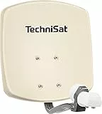 TechniSat DIGIDISH 33 – Satelliten-Schüssel für 2 Teilnehmer (33 cm kleine Sat Anlage - Komplettset mit Wandhalterung und Universal Twin-LNB) beige