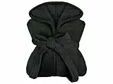 npluseins extra weicher Kapuzen-Bademantel aus Kuschelfleece - in modernen Farben und verschiedenen Größen - unisex & wadenlang, M, schwarz