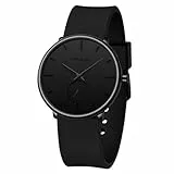 CRRJU Herren Uhren Silikon Armband Ultra Dünne Wasserdichtes Männer Uhr Minimalistische Armbanduhr Mann Sportuhr Schwarz ﻿