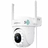 ZUMIMALL 5G/2,4GHz Überwachungskamera Aussen 2.5K 5MP WLAN Kamera Überwachung aussen Kabelgebunden, 355°/90° PTZ, 24/7 Aufnahme,Nachtsicht in Farbe,Cloud-Speicher,KI-Erkennung,mit 14LEDs