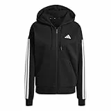 adidas Women's Essentials 3-Stripes Full-Zip Fleece Hoodie, Black, L