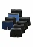 Athena Herren Promo Basic Coton Boxershorts, Mehrfarbig (Noir/Noir/Noir/Noir/Bleu/Noir/Bleu Chiné/Noir 9050), 16 EU