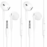 2 Pack In-Ear Kopfhörer mit Kabel, 3,5mm Klinke Ohrhörer mit Mikrofon und Lautstärkeregler, Noise Cancelling Kopfhoerer für Samsung, iPad, Xiaomi, MP3/4, iPhone 6/5/SE, usw 3,5mm Audiogeräte.