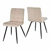 Duhome Esszimmerstühle 2er Set Küchenstuhl Wohnzimmerstuhl Polsterstuhl mit Metallbeine Samt Stuhl für Küche Esszimmer Wohnzimmer, Beige