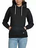 DENIMFY Hoodie Damen Regular Fit DFEmma Kapuzenpullover Pullover Cross-Over Kragen Schwarz M, Größe:M, Farben:Black