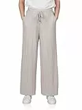 DENIMFY Palazzo Hose Damen Sommer 7/8 Culotte DFBrenda Hohe Taille Weites Bein Sommerhose Stoffhose Knöchellang Elastische Taille Taschen Einfarbig, Größe:M, Farben:Ash Beige