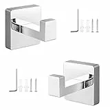 LWLWA 2 Stück Haken für Handtücher, 304 Edelstahl Handtuchhaken zum Bohren, Verdeckte Bohrung Haken Badezimmer, Silber Wandhaken Edelstahl, für Bad, Küche und Schlafzimmer