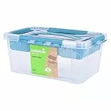 keeeper Aufbewahrungsbox mit Deckel und Einsatz, 29 x 19 x 12,4 cm, 4,2 l, Hubert+Hilda, Transparent/Aqua Blau
