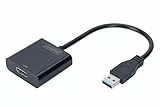 DIGITUS USB-A Adapter – USB-A zu HDMI-Buchse – Full HD 1080p 60Hz – 0,15 m – Dual Display-Funktion – Grafik-Adapter für PC, Notebook – Plug-und-Play – Schwarz