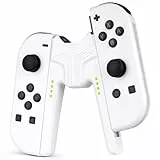 OFFCUP Gaming-Griff, V-förmiger Ladegriff, Joy-con Charger Grip, bequemer Griff mit Batterieanzeige, für Nintendo Switch, NS/OLED, Joy-con (weiß)