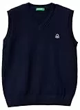 United Colors of Benetton Kinder und Jugendliche Maglia Scollo V S/M 120yc400o Pullunder, blau, 140 cm